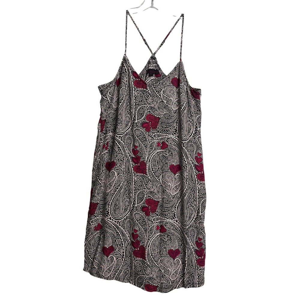 P.J. Salvage Heart Paisley Party Night Gown Chemise Womens‎ M Black Pink Love